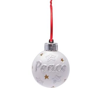New boxed Light Up Porcelain Photo Ornament (Peace) with Color Changing LEDs